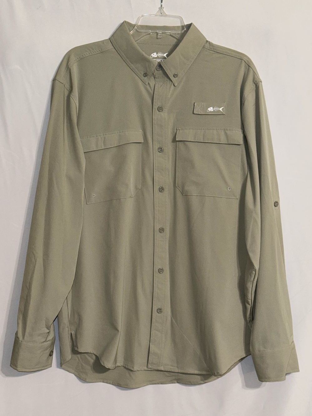 NWT Silver Bait Khaki Long-Sleeve Performance Fishing Shirt Size Medium